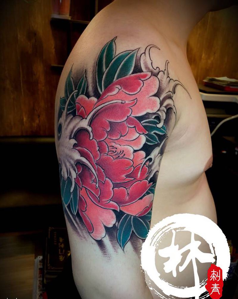 牡丹纹身图片_手臂纹身图案