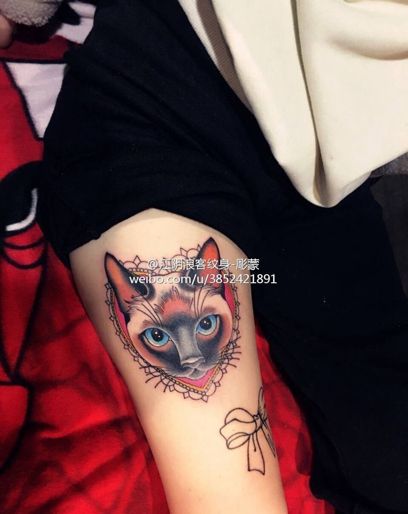 猫咪纹身图片_成品臀部背部腿部腰部纹身图案