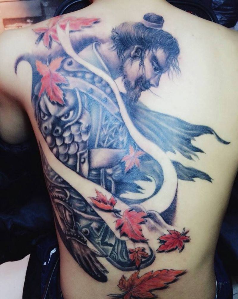 宫本武藏？纹身图片_成品背部肖像人物原创纹身图案