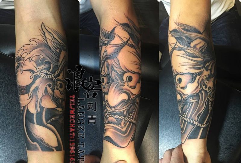 般若纹身图片_传统成品手部手臂欧美几何纹身图案