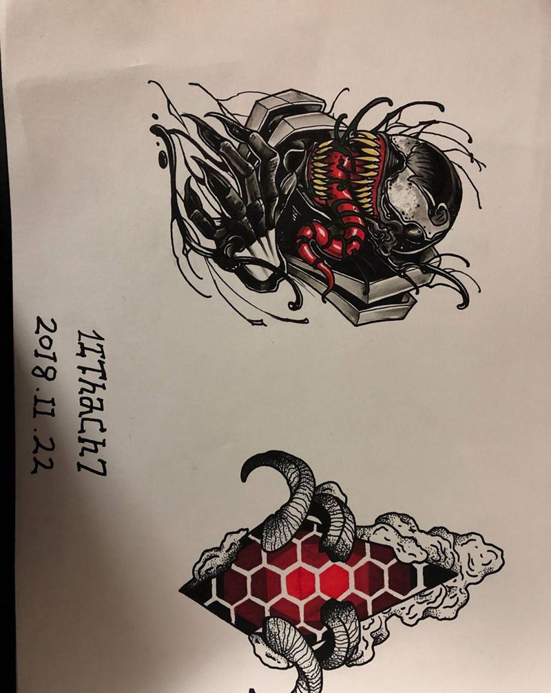 近期画的稿纹身图片