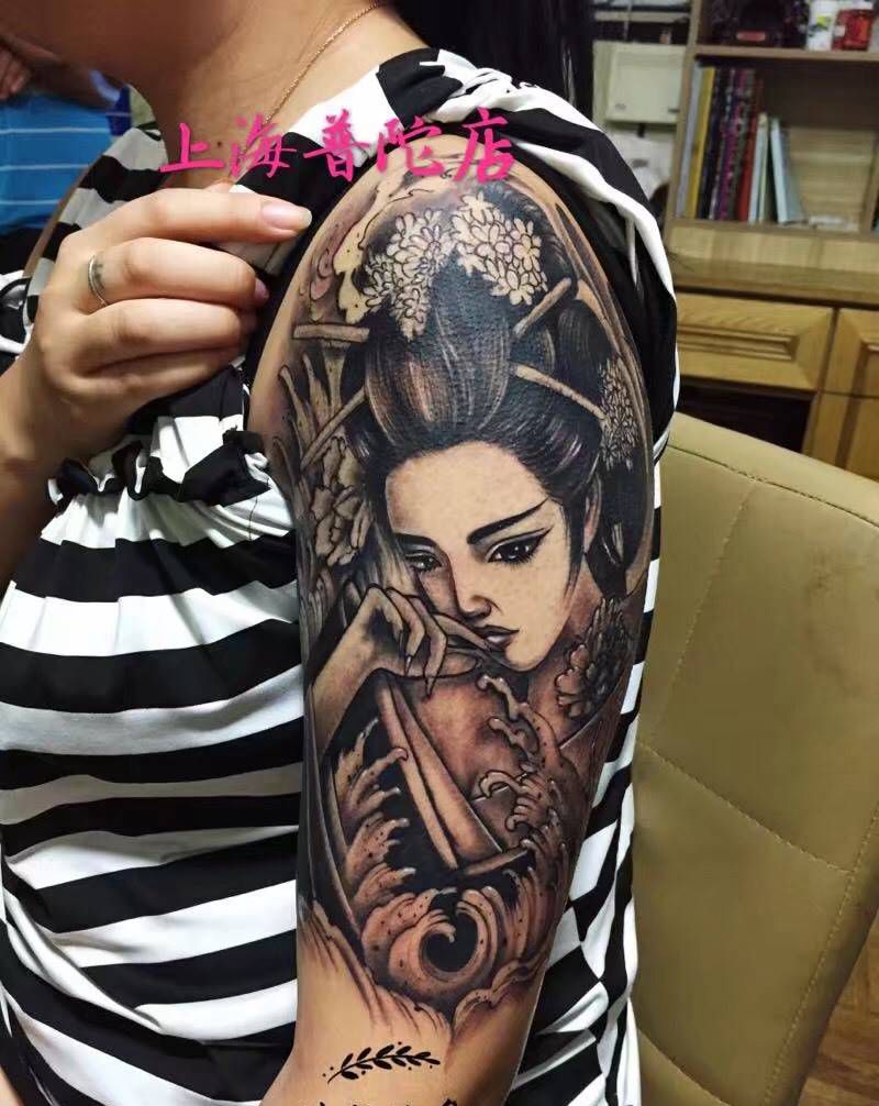 艺妓纹身纹身图片_成品手臂欧美肖像人物原创纹身图案