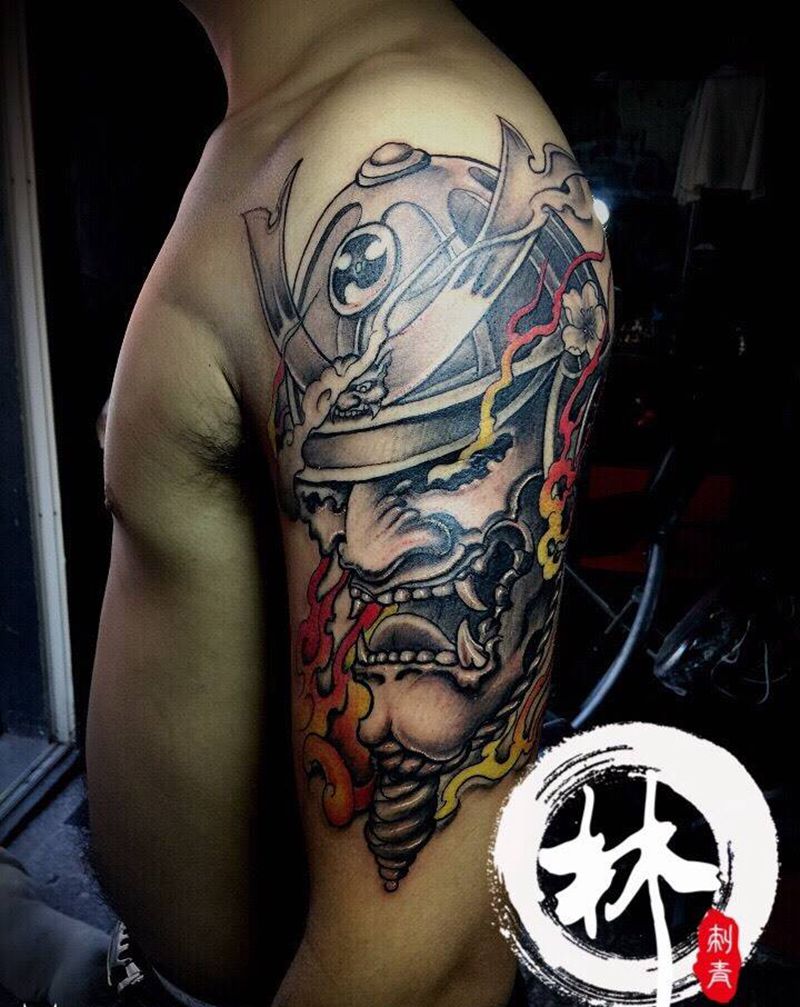 鬼武士纹身图片