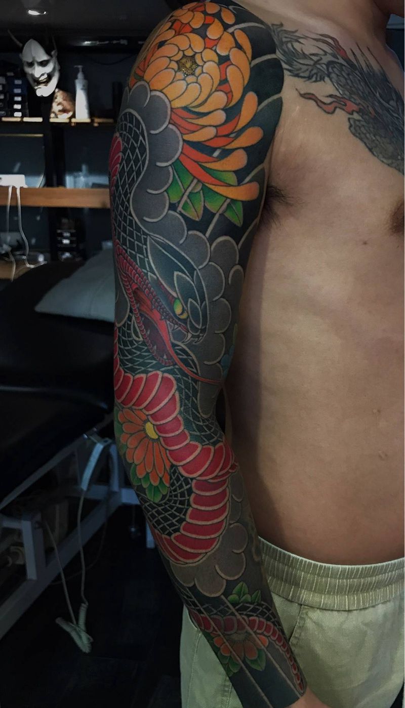 日式传统花臂纹身图片