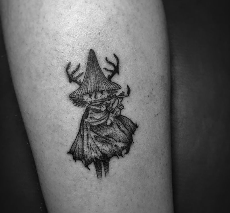 吹箫童子纹身图片