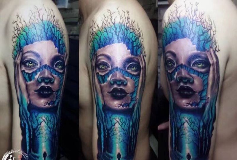 彩色欧美纹身图片_成品手臂欧美原创纹身图案