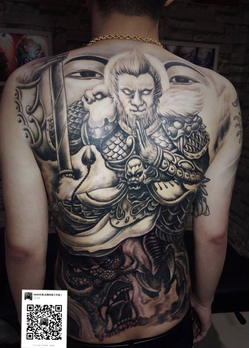 斗战圣佛纹身图片_成品背部传统原创纹身图案