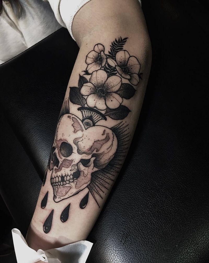 骷髅花纹身图片