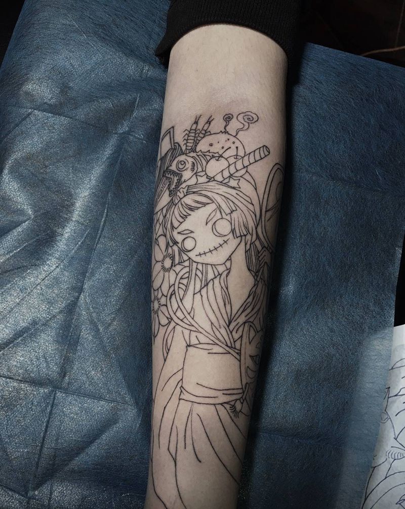 艺妓花臂纹身图片