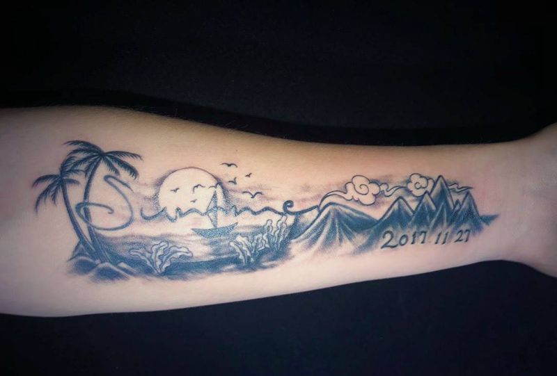 父爱如山，母爱似海纹身图片