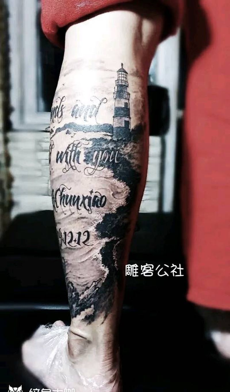 字母纹身图片_腿部图腾纹身图案