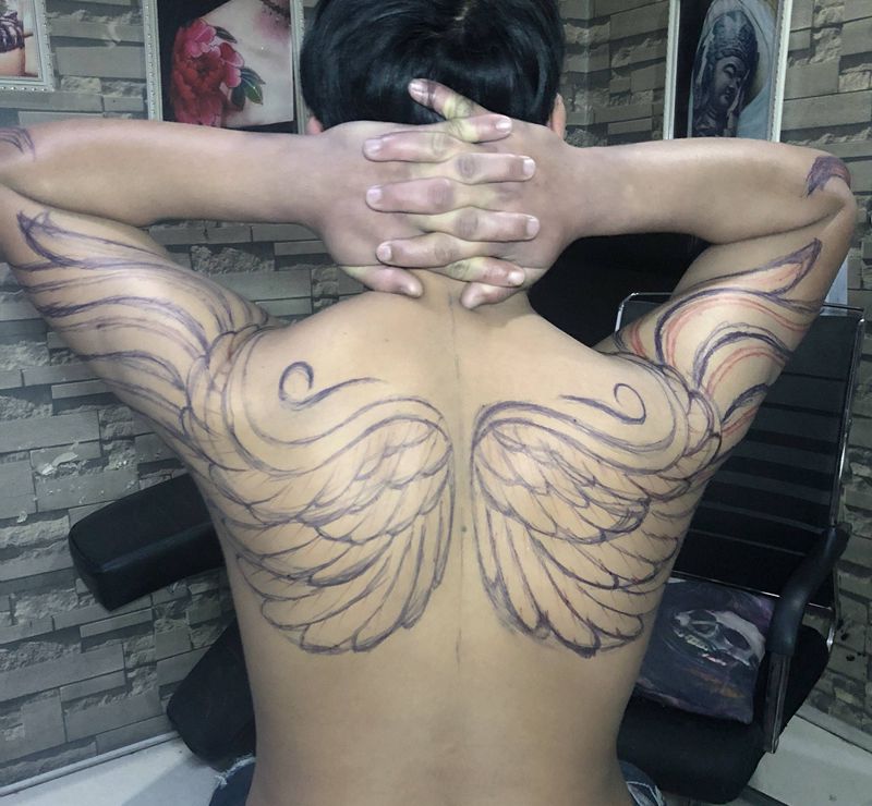 线条半成品纹身图片