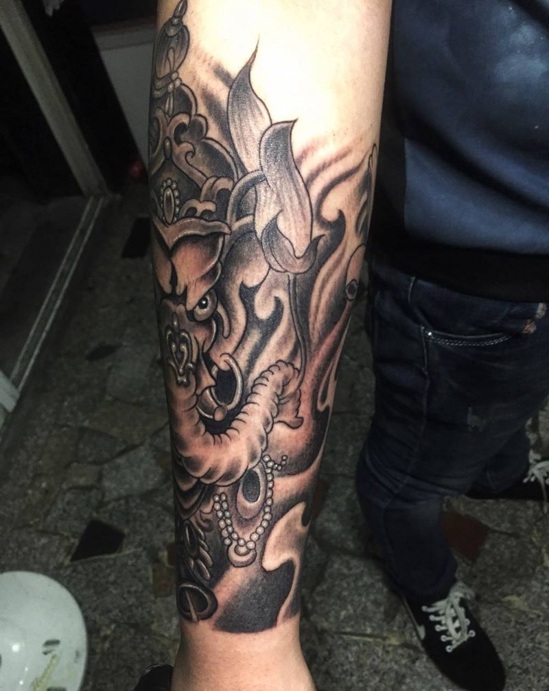 小臂象神纹身图片