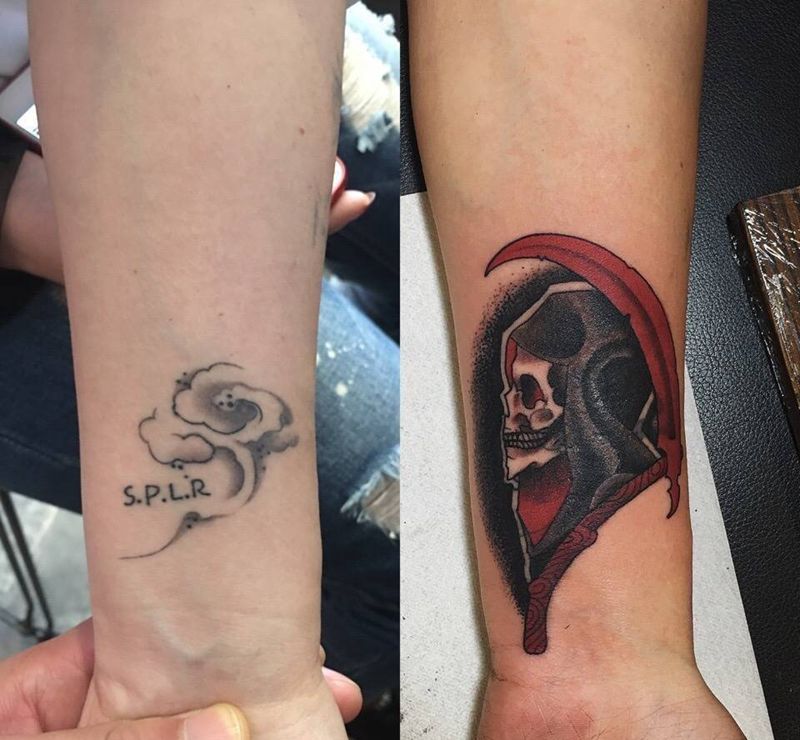 死神，遮盖纹身图片_鬼神传统欧美习俗纹身图案