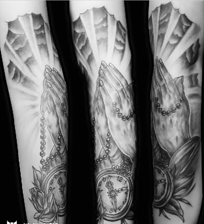 时钟本店作品纹身图片_手臂纹身图案