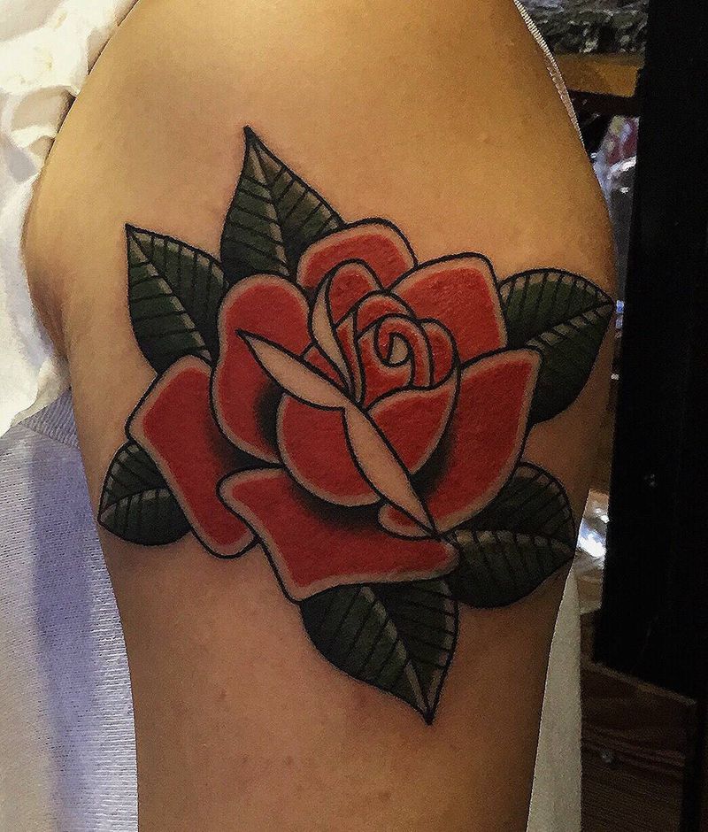 old school玫瑰纹身图片