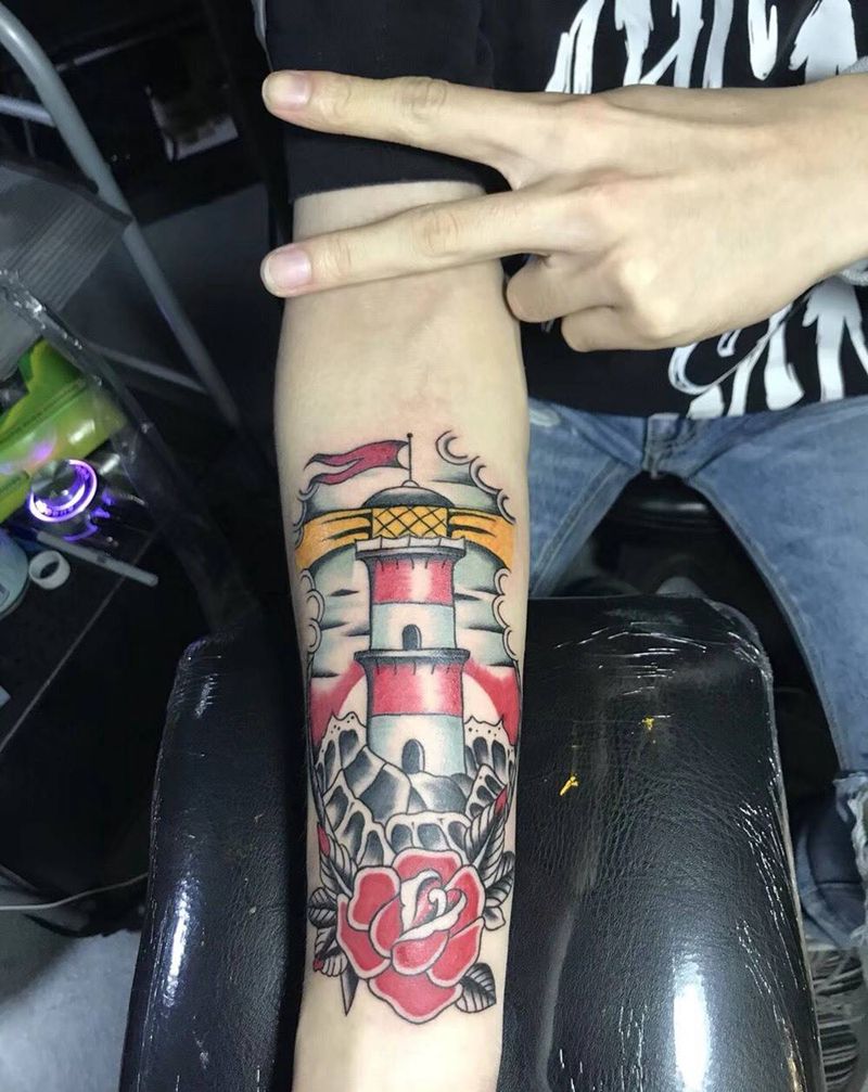 灯塔纹身图片