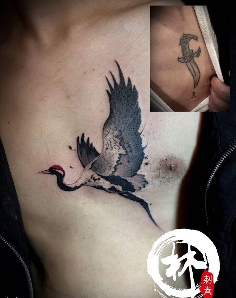 遮盖、鹤纹身图片