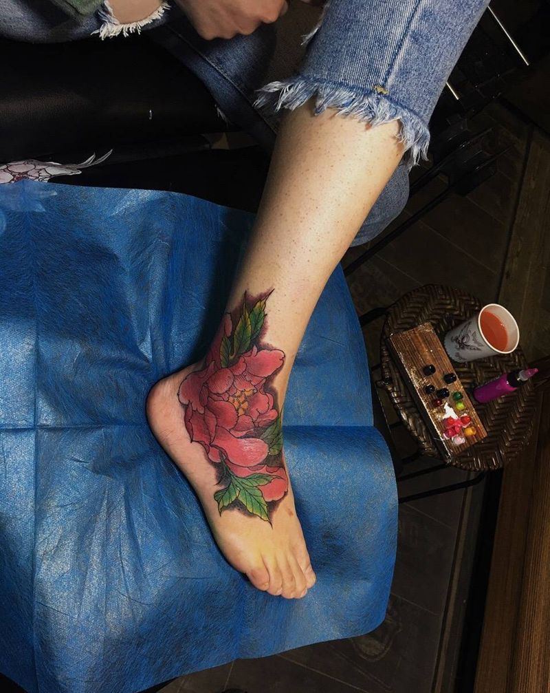 牡丹花纹身图片