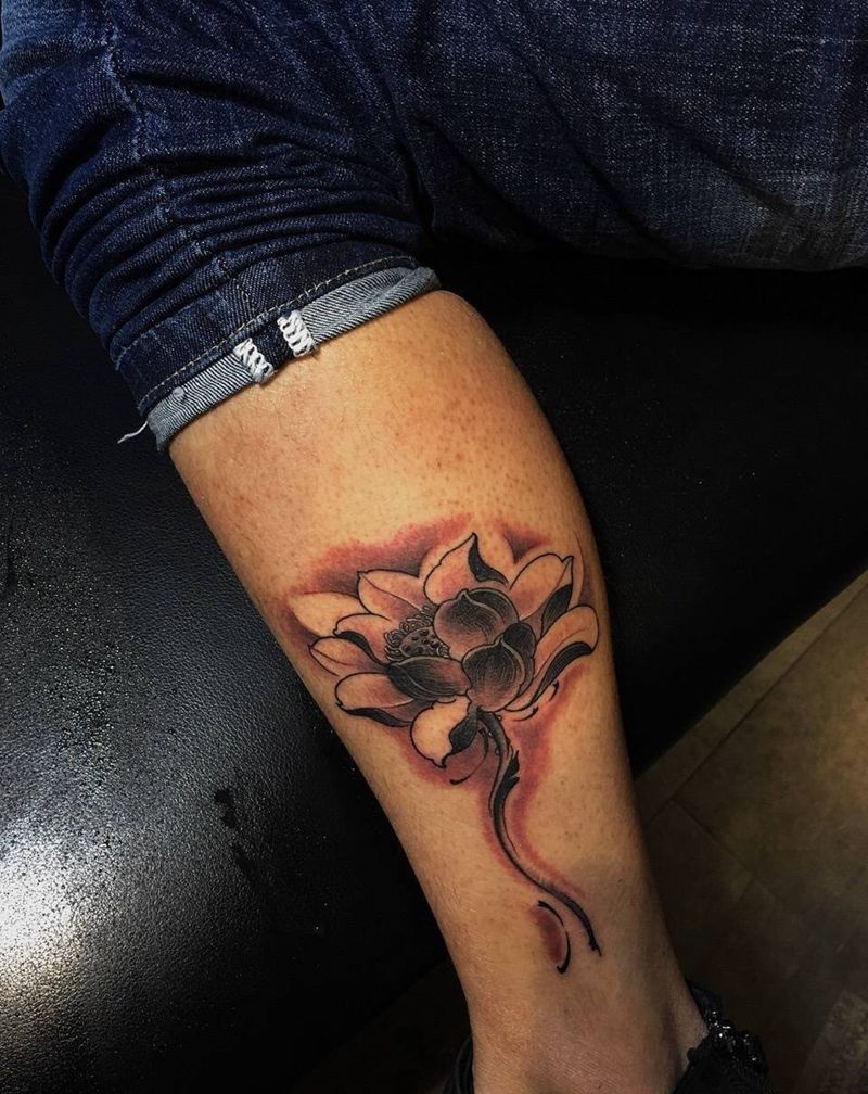 荷花纹身图片