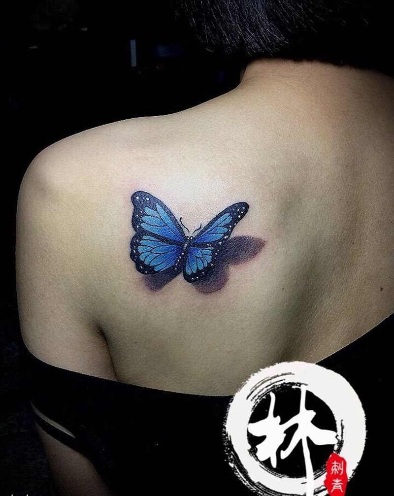 三D蝴蝶纹身图片