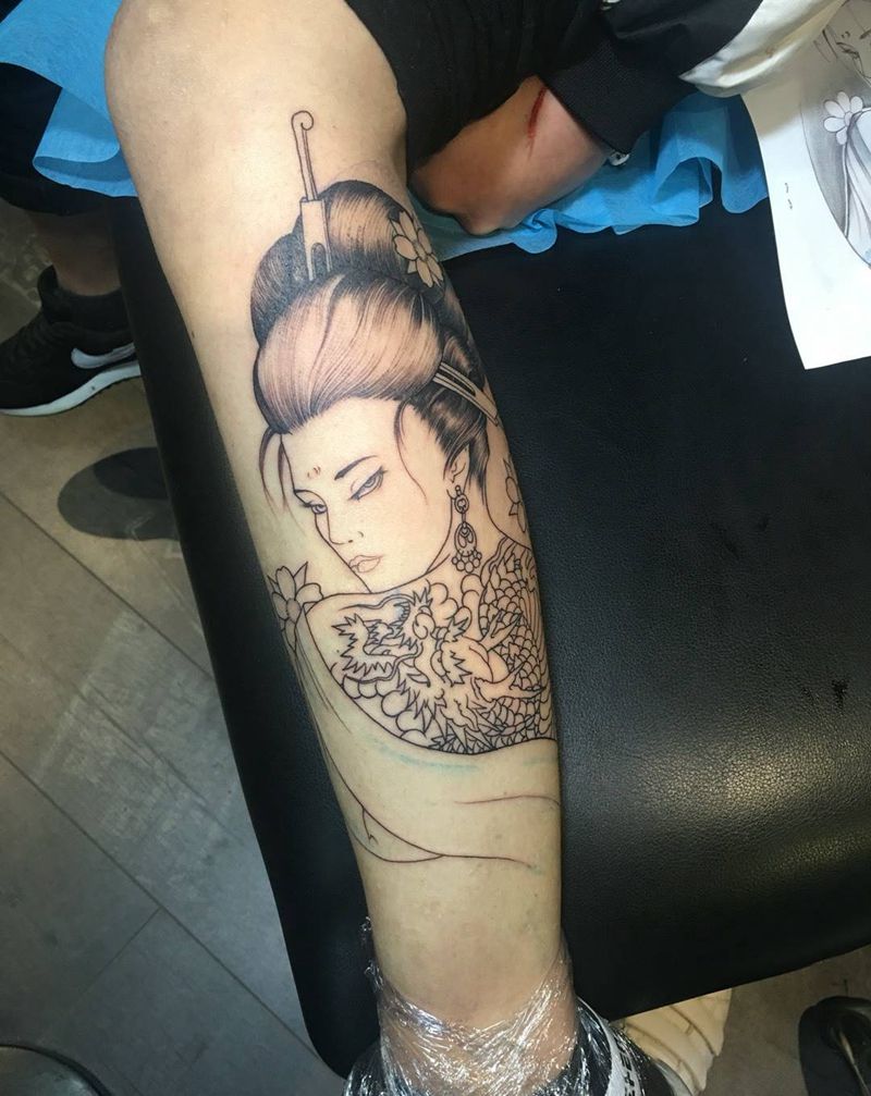 艺妓纹身图片