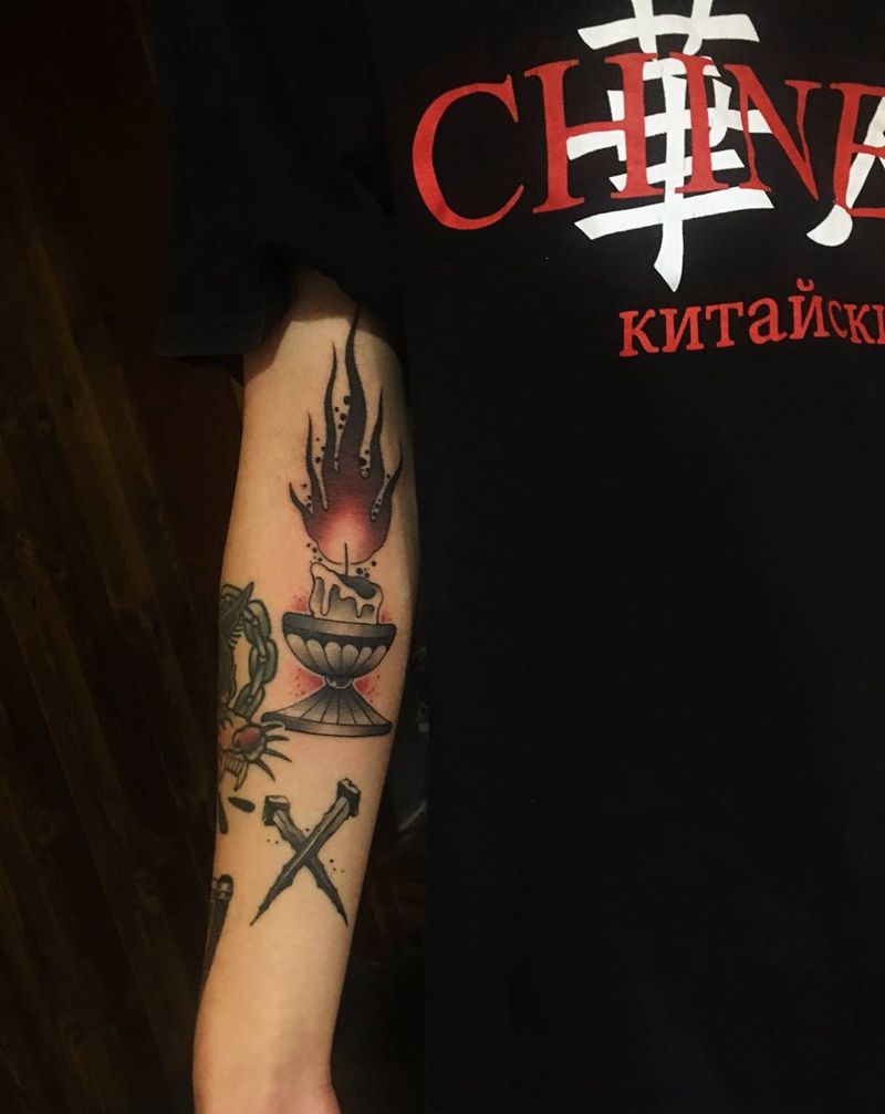 old school蜡烛纹身图片