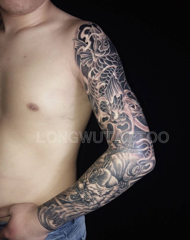 花臂纹身图片_手臂新传统纹身图案