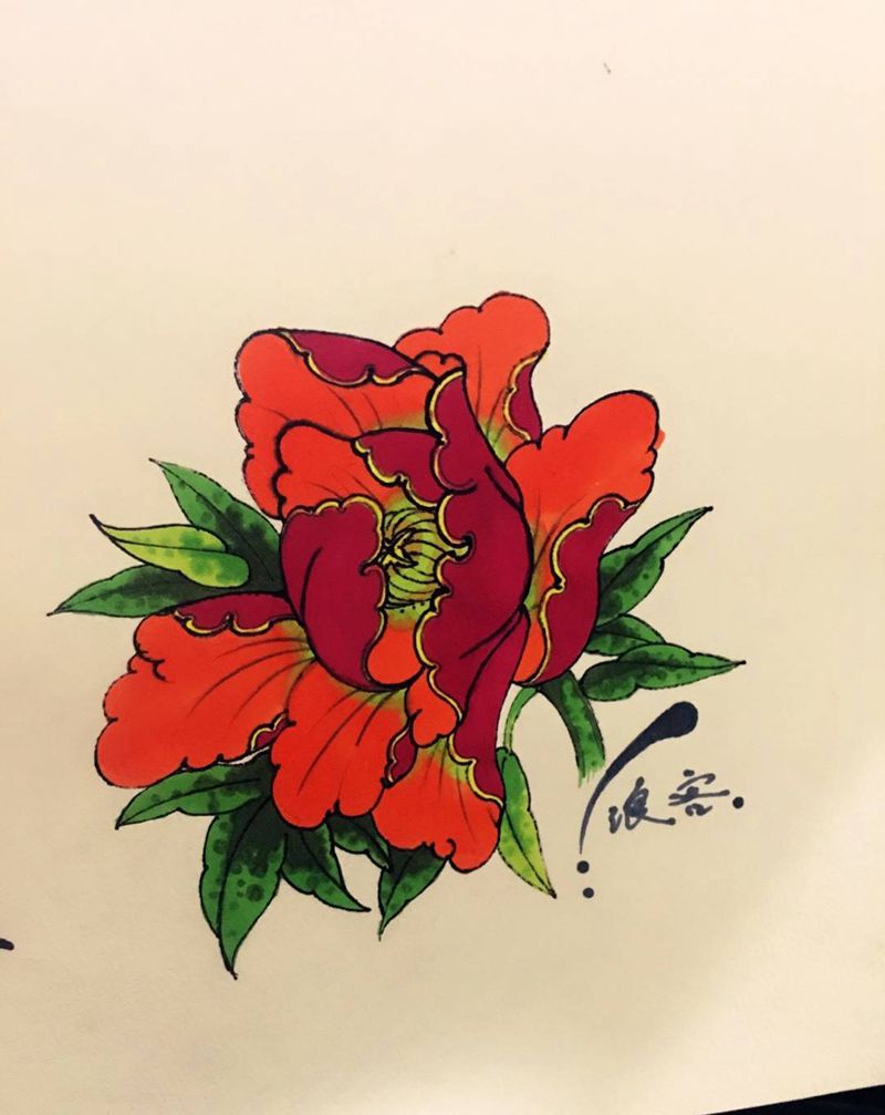 富贵牡丹纹身图片