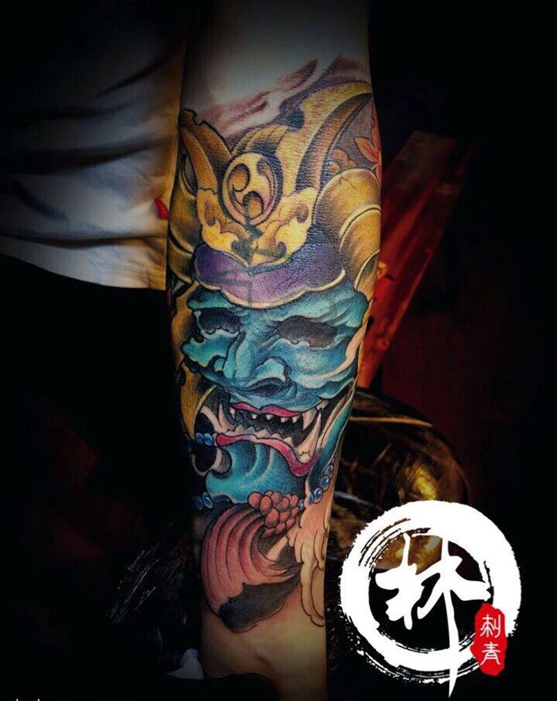 鬼武士纹身图片
