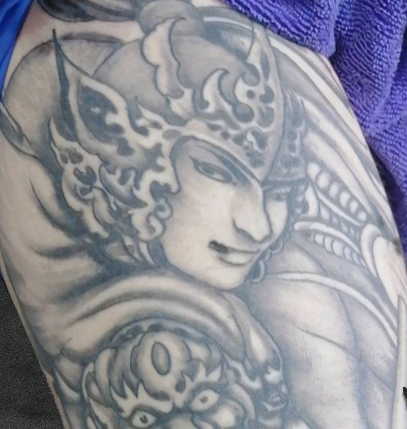 花腿纹身图片_腿部新传统纹身图案