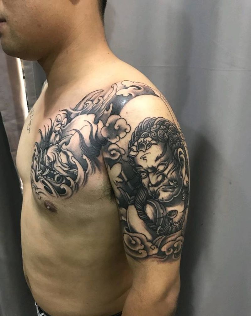 半甲纹身图片_手臂新传统纹身图案