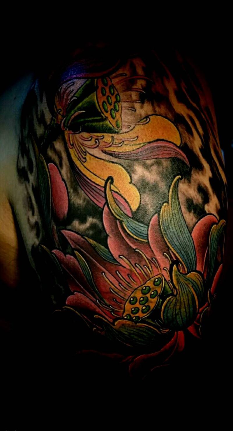 荷花图纹身图片