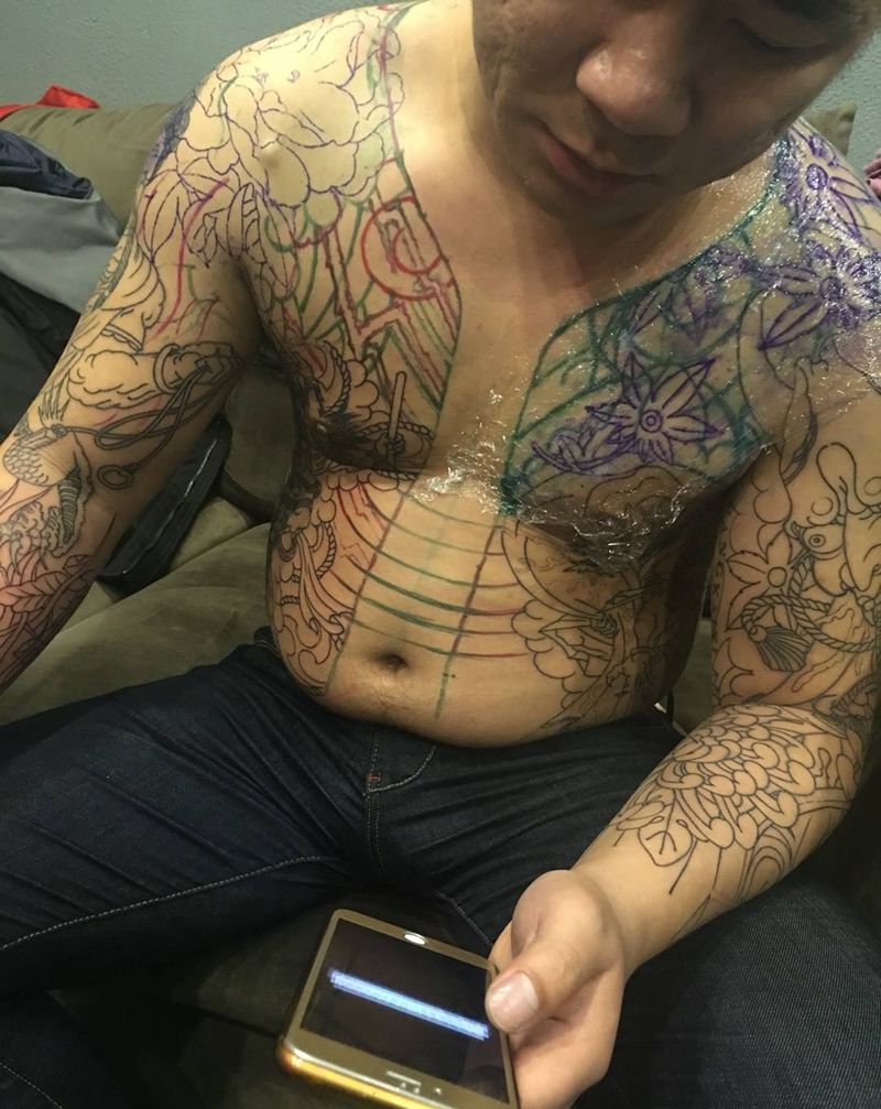 通体制作过程纹身图片_传统无锡江阴纹身图案