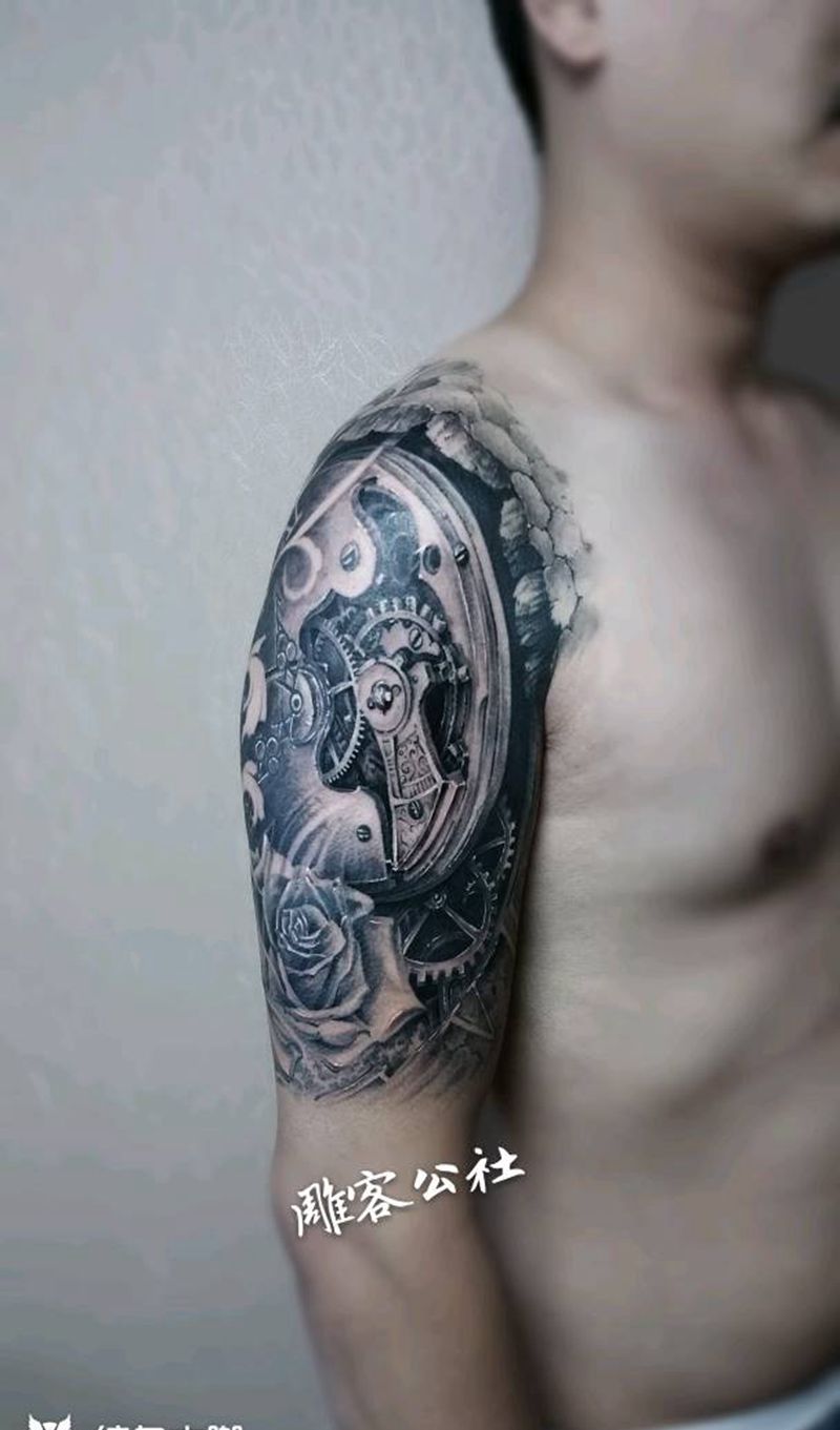 机械纹身图片_手臂欧美写实纹身图案