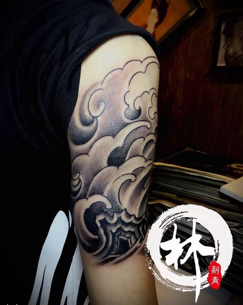浪纹身图片