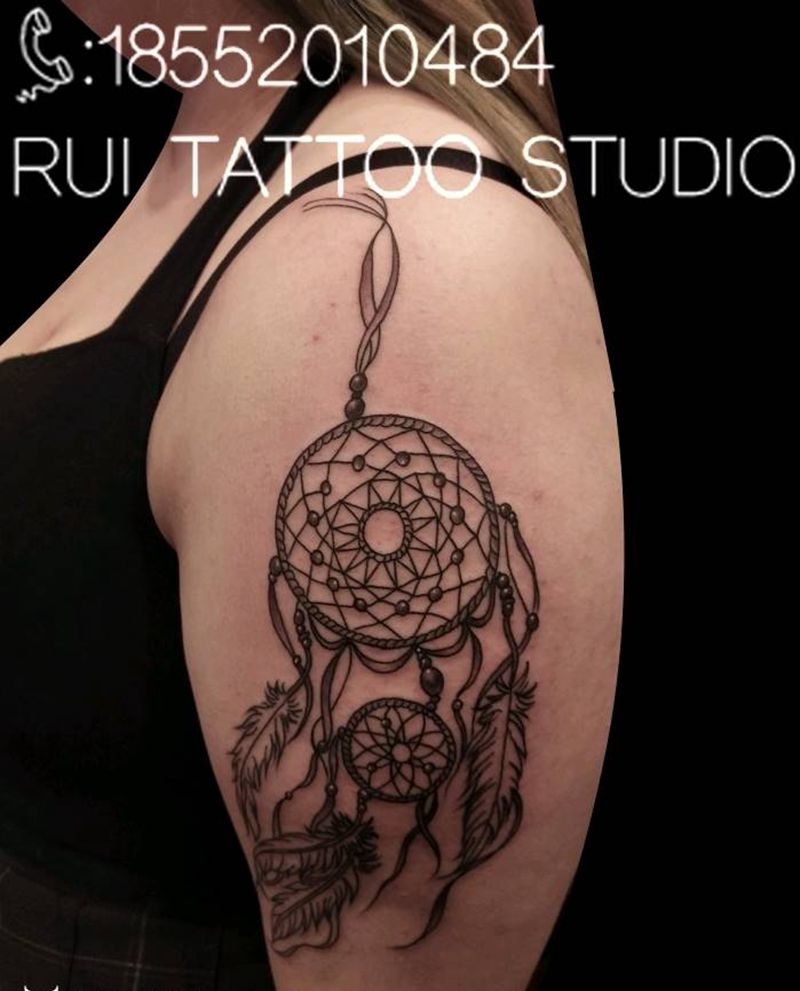 捕梦网完成纹身图片_手臂几何纹身图案