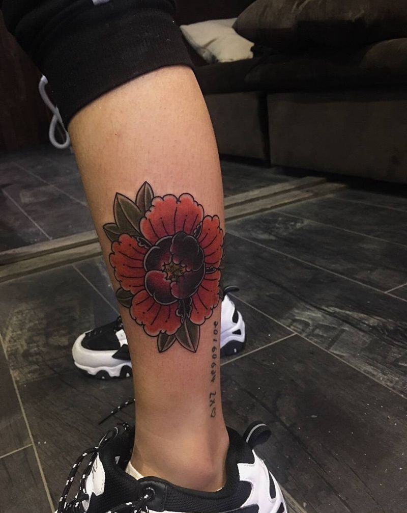 传统牡丹遮盖纹身图片