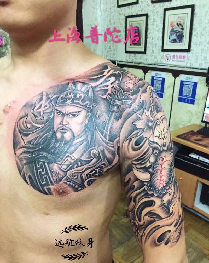 半钾纹身纹身图片_成品手臂胸部欧美传统人物鬼神原创纹身图案