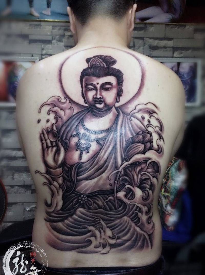 大日如来纹身图片_成品背部传统原创纹身图案
