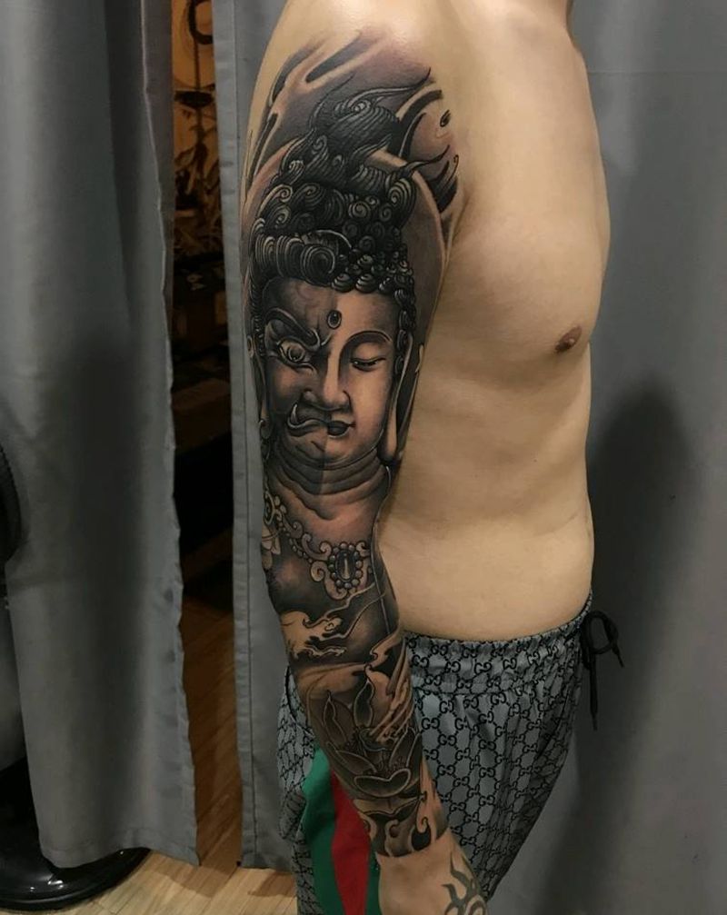 花臂纹身图片_手臂新传统纹身图案