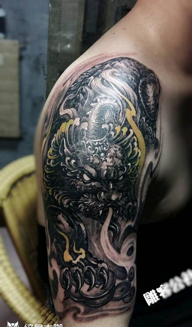 早期作品  貔貅纹身图片_手臂新传统纹身图案