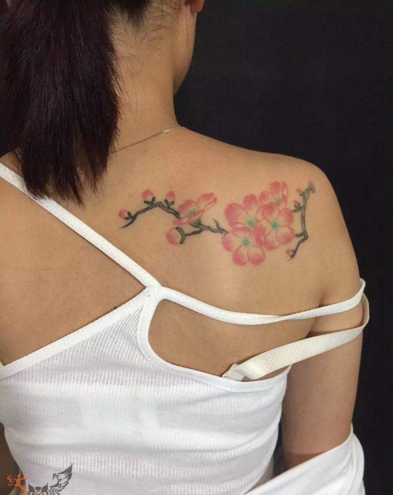 花纹身图片_常州宜兴无锡.雨墨刺青背部腿部植物传统纹身图案