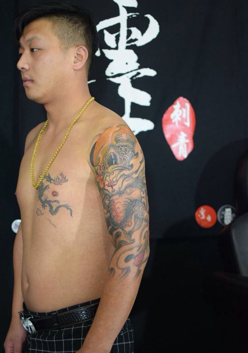 象神纹身图片_手臂传统鬼神动物人物宗教雨墨刺青宜兴无锡.纹身图案