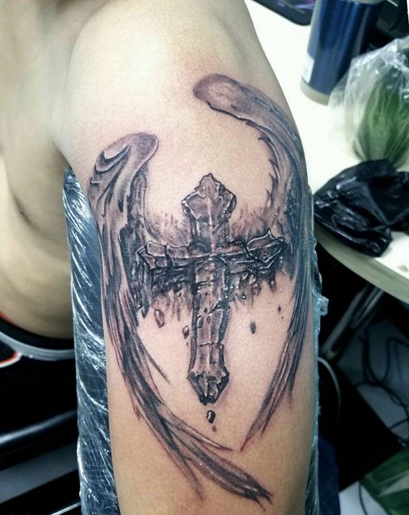 石字架纹身图片