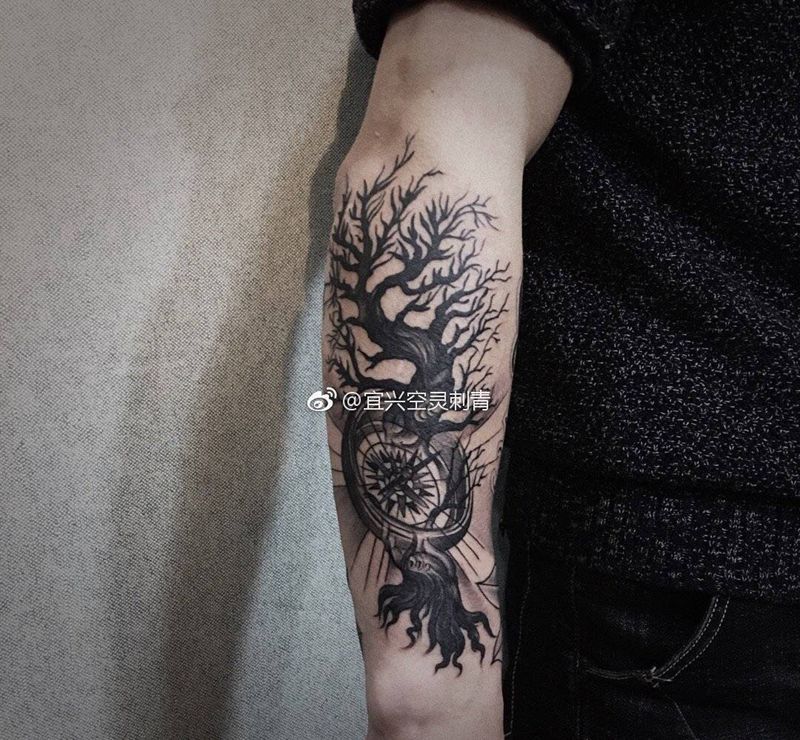 年轮纹身图片_手臂纹身图案