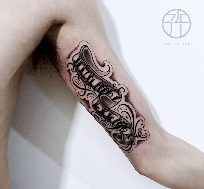 父母名字 生日纹身图片_花体字纹身图案