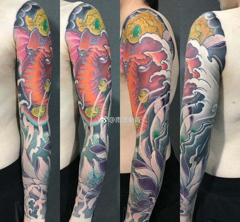 象神纹身图片_手臂纹身图案