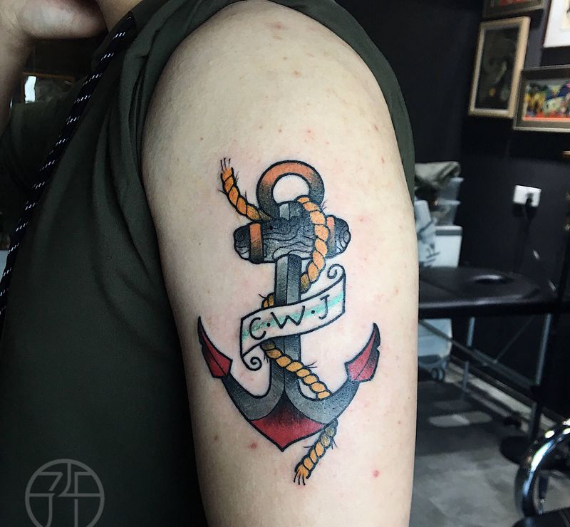 船锚纹身图片_手臂纹身图案