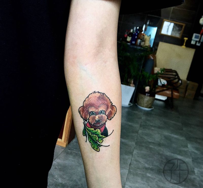 狗狗纹身图片_手臂纹身图案